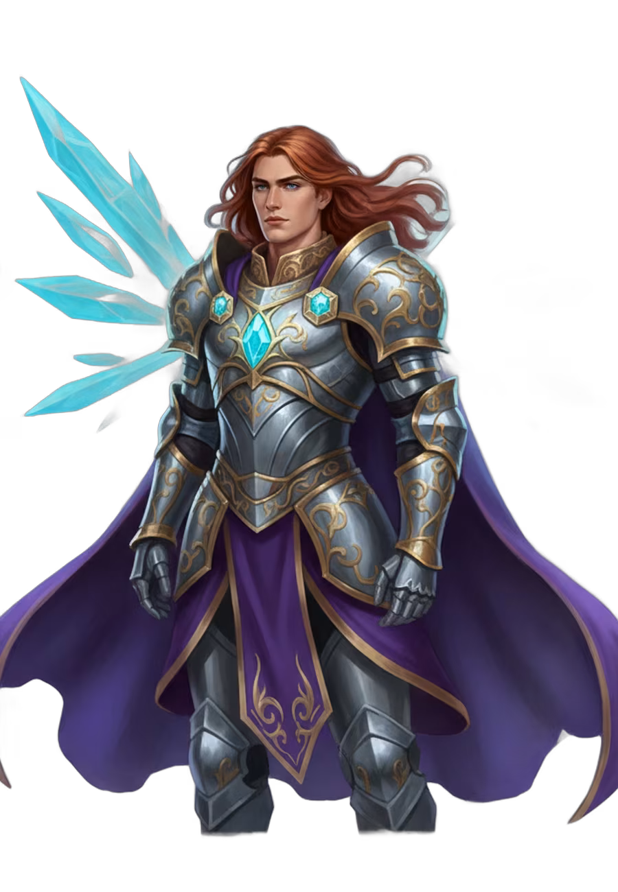 Kael Veyren, the last Keeper of the Crystal Veil.